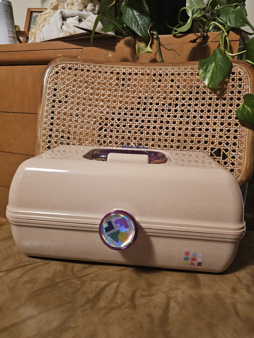 Caboodles ON THE GO GIRL Cosmetics Case Vintage Look Box Pink Blush Glitter